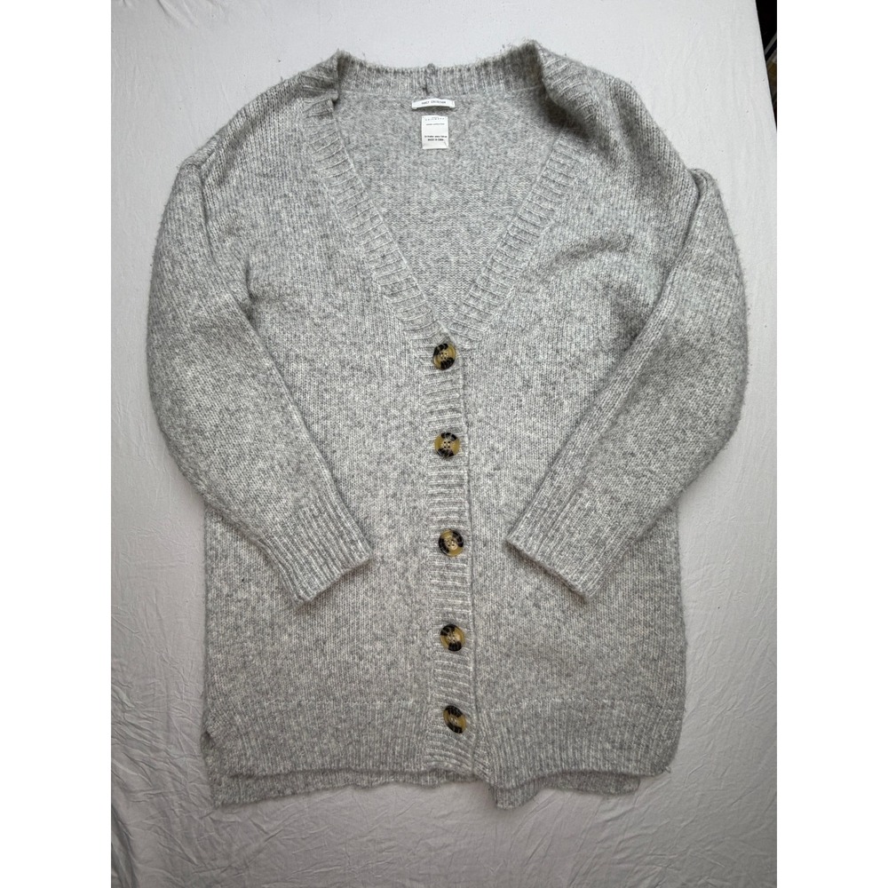 Zara Knitwear Girls Grey Marl Ribbed V-Neck Button Front Cardigan Size 13-14